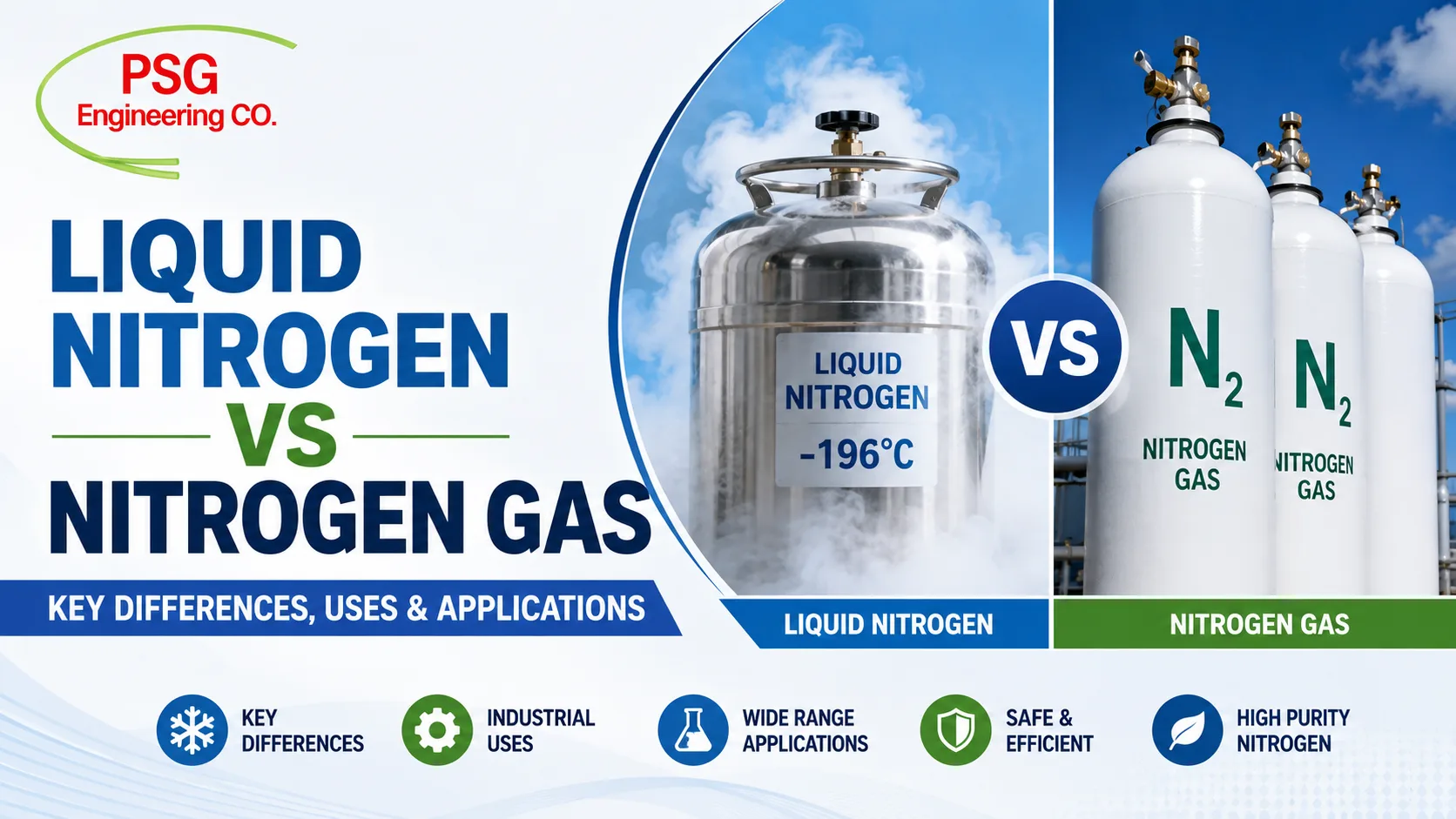 Read more about the article Liquid Nitrogen vs Nitrogen Gas: Key Differences, Uses & Applications